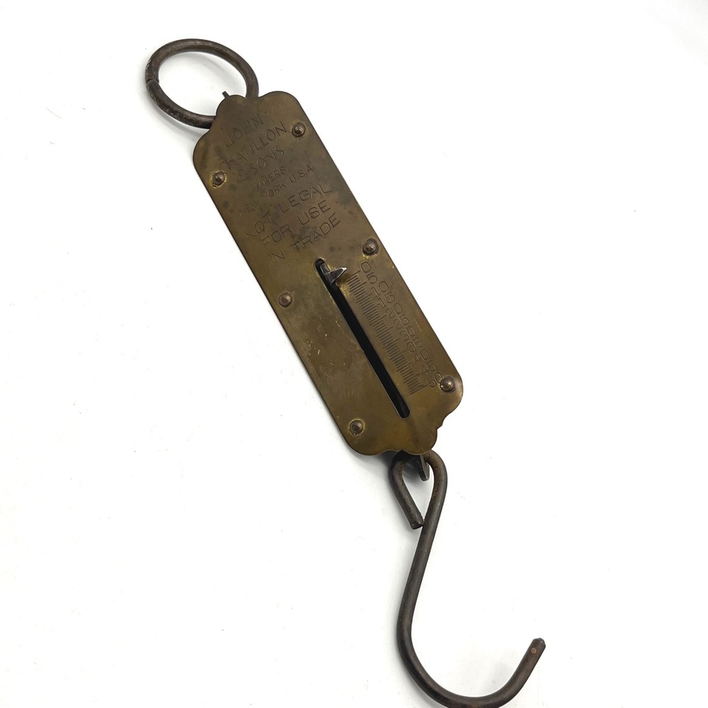 Antique John Chatillon & Sons Brass Hanging Spring Scale 50lb New York USA